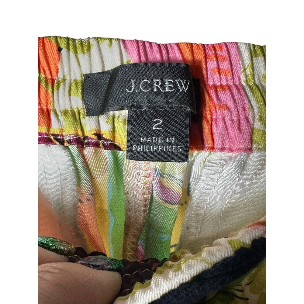J Crew Pants Size 2 Drapey Wide Leg Ratti Safari Printed Soft Tropical‎ #QR6-5 - Picture 2 of 8